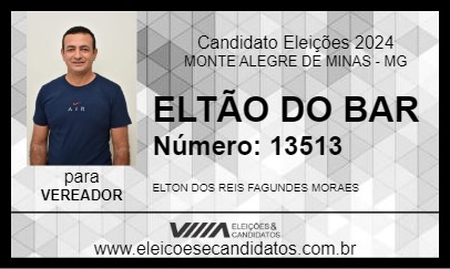 Candidato ELTÃO DO BAR 2024 - MONTE ALEGRE DE MINAS - Eleições