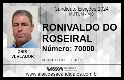 Candidato RONIVALDO DO ROSEIRAL 2024 - MUTUM - Eleições