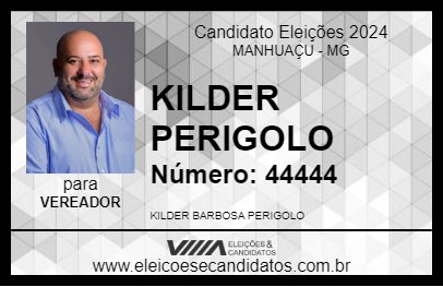 Candidato KILDER PERIGOLO 2024 - MANHUAÇU - Eleições