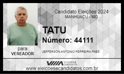 Candidato TATU 2024 - MANHUAÇU - Eleições