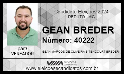 Candidato GEAN BREDER 2024 - REDUTO - Eleições