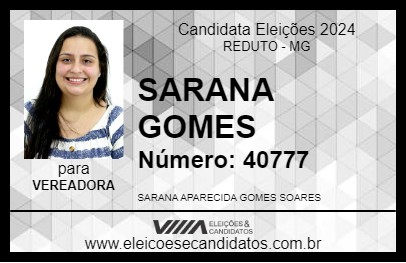 Candidato SARANA GOMES 2024 - REDUTO - Eleições