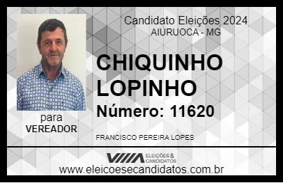 Candidato CHIQUINHO LOPINHO 2024 - AIURUOCA - Eleições