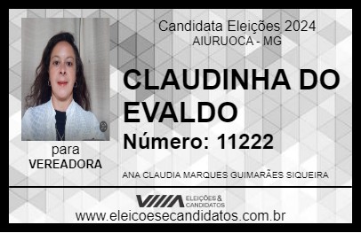 Candidato CLAUDINHA DO EVALDO 2024 - AIURUOCA - Eleições