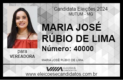 Candidato MARIA JOSÉ RUMÃO 2024 - MUTUM - Eleições