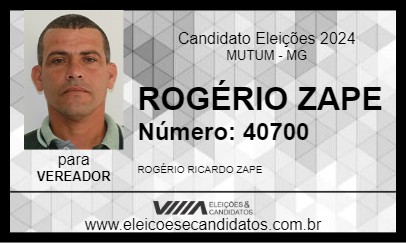 Candidato ROGÉRIO ZAPE 2024 - MUTUM - Eleições