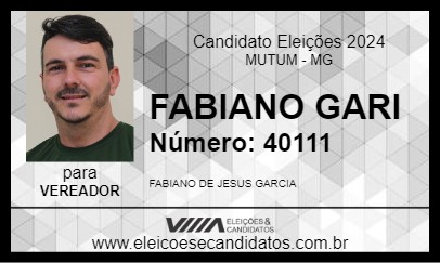 Candidato FABIANO GARI 2024 - MUTUM - Eleições