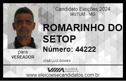 Candidato ROMARINHO DO CALÇAMENTO 2024 - MUTUM - Eleições