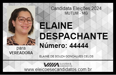 Candidato ELAINE DESPACHANTE 2024 - MUTUM - Eleições