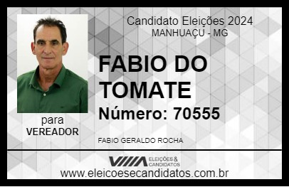 Candidato FABIO DO TOMATE 2024 - MANHUAÇU - Eleições