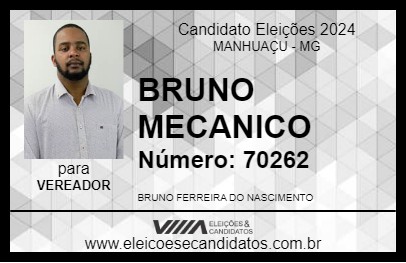 Candidato BRUNO MECANICO 2024 - MANHUAÇU - Eleições