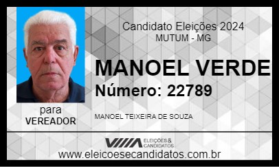 Candidato MANOEL VERDE 2024 - MUTUM - Eleições