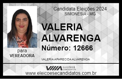 Candidato VALERIA ALVARENGA 2024 - SIMONÉSIA - Eleições