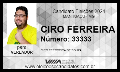 Candidato CIRO FERREIRA 2024 - MANHUAÇU - Eleições