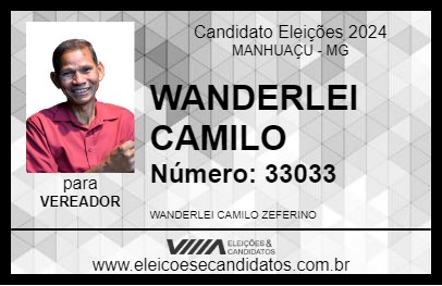 Candidato WANDERLEI CAMILO 2024 - MANHUAÇU - Eleições