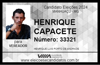 Candidato HENRIQUE CAPACETE 2024 - MANHUAÇU - Eleições