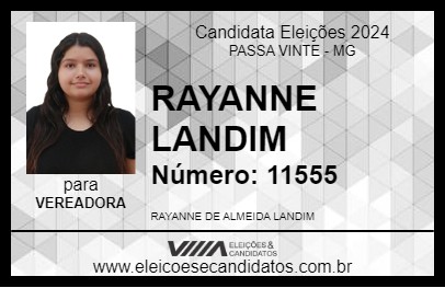 Candidato RAYANNE LANDIM 2024 - PASSA VINTE - Eleições