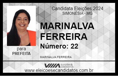 Candidato MARINALVA FERREIRA 2024 - SIMONÉSIA - Eleições