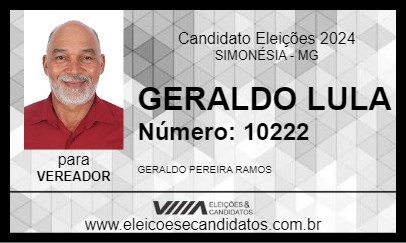 Candidato GERALDO LULA 2024 - SIMONÉSIA - Eleições