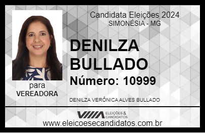 Candidato DENILZA BULLADO 2024 - SIMONÉSIA - Eleições