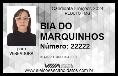 Candidato BIA DO MARQUINHOS 2024 - REDUTO - Eleições