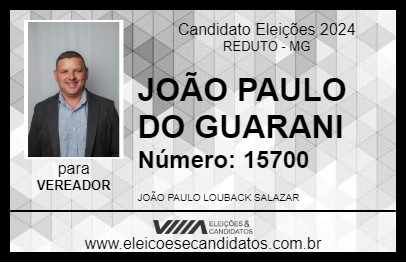 Candidato JOÃO PAULO DO GUARANI 2024 - REDUTO - Eleições