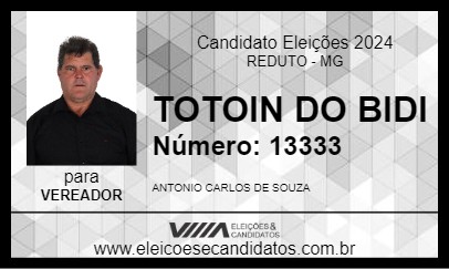 Candidato TOTOIN DO BIDI 2024 - REDUTO - Eleições