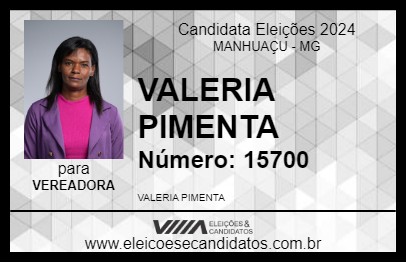 Candidato VALERIA PIMENTA  2024 - MANHUAÇU - Eleições