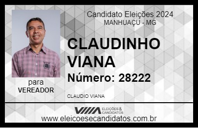 Candidato CLAUDINHO VIANA 2024 - MANHUAÇU - Eleições