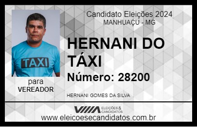 Candidato HERNANI DO TÁXI 2024 - MANHUAÇU - Eleições