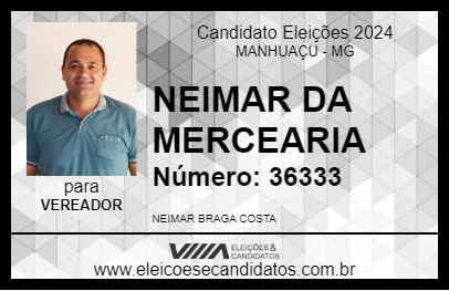 Candidato NEIMAR DA MERCEARIA 2024 - MANHUAÇU - Eleições