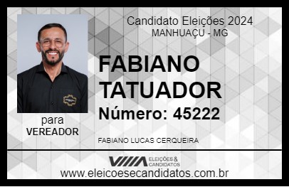 Candidato FABIANO TATUADOR 2024 - MANHUAÇU - Eleições