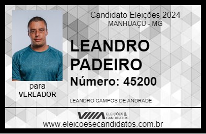 Candidato LEANDRO PADEIRO 2024 - MANHUAÇU - Eleições