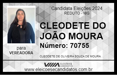 Candidato CLEODETE DO JOÃO MOURA  2024 - REDUTO - Eleições