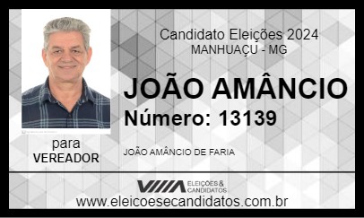 Candidato JOÃO AMÂNCIO 2024 - MANHUAÇU - Eleições