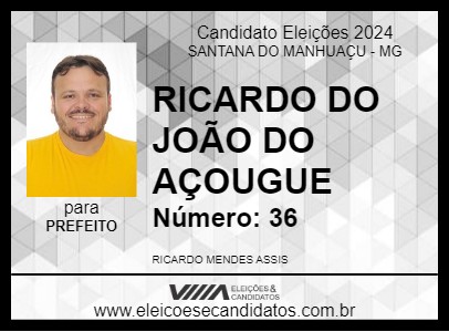 Candidato RICARDO DO JOÃO DO AÇOUGUE 2024 - SANTANA DO MANHUAÇU - Eleições