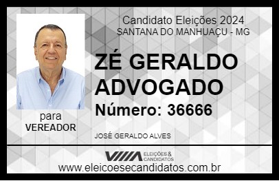 Candidato ZÉ GERALDO ADVOGADO 2024 - SANTANA DO MANHUAÇU - Eleições