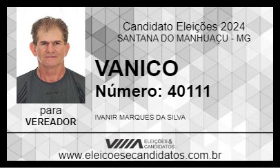 Candidato VANICO 2024 - SANTANA DO MANHUAÇU - Eleições