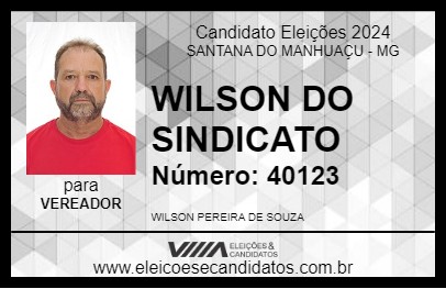 Candidato WILSON DO SINDICATO 2024 - SANTANA DO MANHUAÇU - Eleições