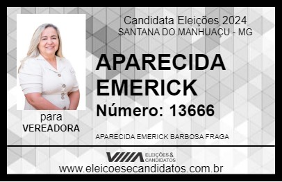 Candidato APARECIDA EMERICK 2024 - SANTANA DO MANHUAÇU - Eleições