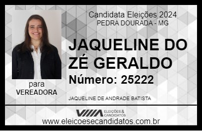 Candidato JAQUELINE DO ZÉ GERALDO 2024 - PEDRA DOURADA - Eleições