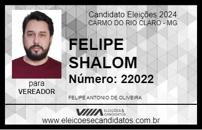 Candidato FELIPE SHALOM 2024 - CARMO DO RIO CLARO - Eleições