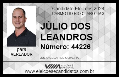 Candidato JÚLIO DOS LEANDROS 2024 - CARMO DO RIO CLARO - Eleições