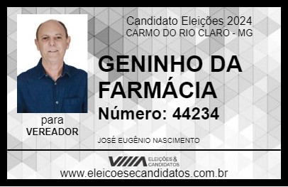 Candidato GENINHO DA FARMÁCIA 2024 - CARMO DO RIO CLARO - Eleições