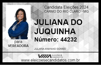 Candidato JULIANA DO JUQUINHA 2024 - CARMO DO RIO CLARO - Eleições