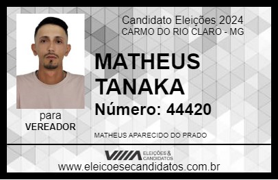 Candidato MATHEUS TANAKA 2024 - CARMO DO RIO CLARO - Eleições