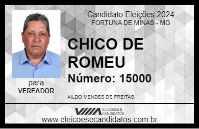 Candidato CHICO DE ROMEU 2024 - FORTUNA DE MINAS - Eleições