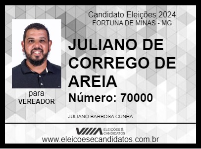 Candidato JULIANO DE CORREGO DE AREIA 2024 - FORTUNA DE MINAS - Eleições