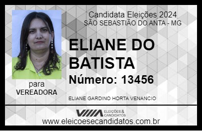 Candidato ELIANE DO BATISTA 2024 - SÃO SEBASTIÃO DO ANTA - Eleições