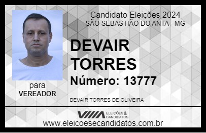 Candidato DEVAIR TORRES 2024 - SÃO SEBASTIÃO DO ANTA - Eleições